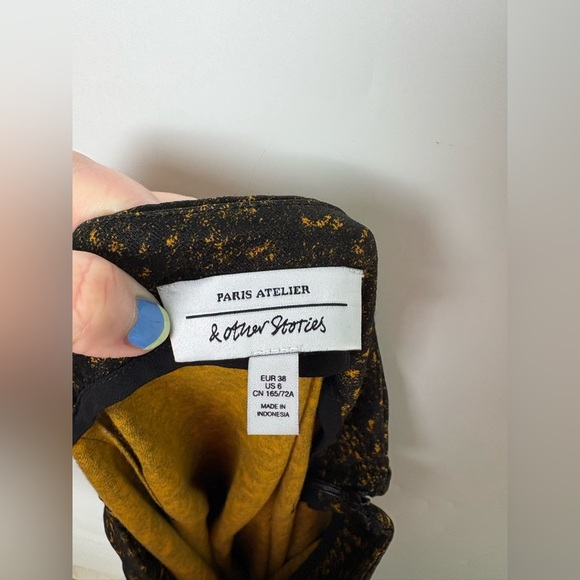 & Other Stories Graphic Animal Print Draped Midi Skirt in Black - Picture 6 of 9